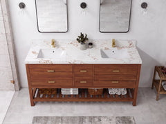 Parker Teak Wood 72 in. W x 22 in. D Double Sink Bathroom Vanity - photo 18