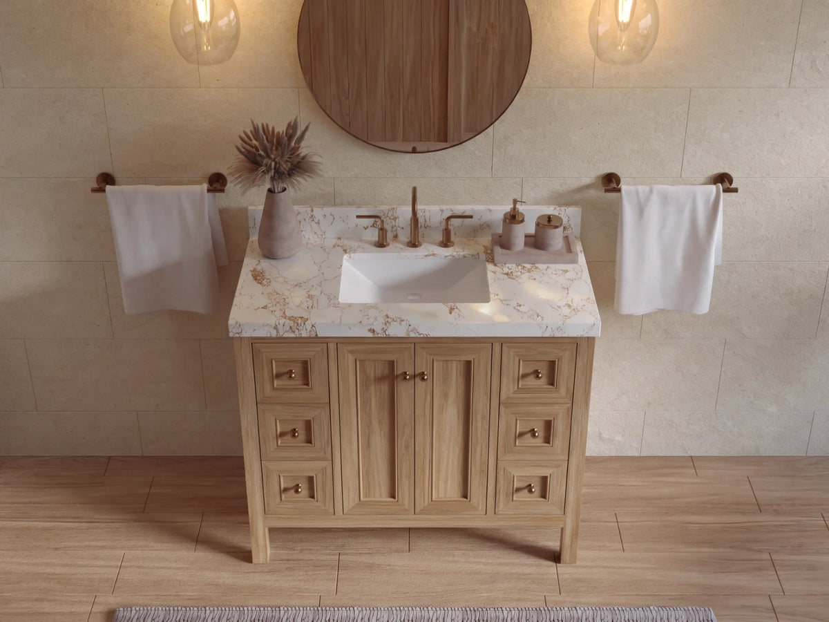 Nashville Teak Wood 42 in. W x 22 in. D Single Sink Bathroom Vanity