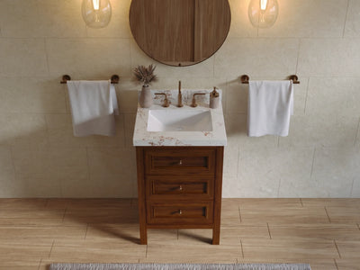 Nashville Teak Wood 24 in. W x 22 in. D Single Sink Bathroom Vanity