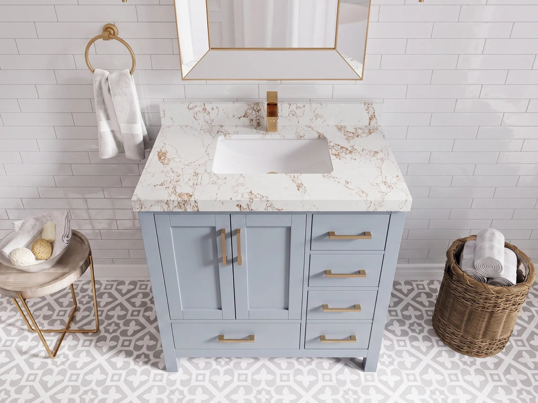 Malibu 36 in. W x 22 in. D Bathroom Vanity Center Sink | 
              
                Blue Heather
                
                  
             - MLB_BLU_WHQZ_36CL - photo №29