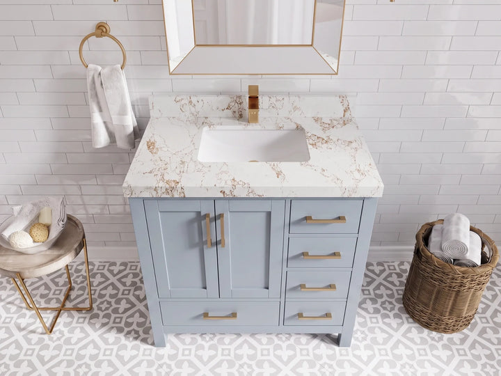 Malibu 36 in. W x 22 in. D Bathroom Vanity Center Sink - photo 29