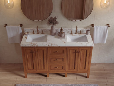 Nashville Teak Wood 60 in. W x 22 in. D Double Sink Bathroom Vanity