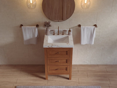 Nashville Teak Wood 24 in. W x 22 in. D Single Sink Bathroom Vanity
