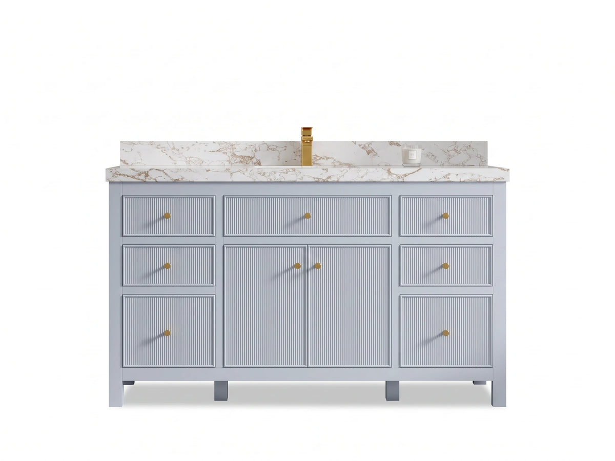 Sonoma 60 in W x 22 in D Free Standing Reeded Single Sink Bathroom Vanity