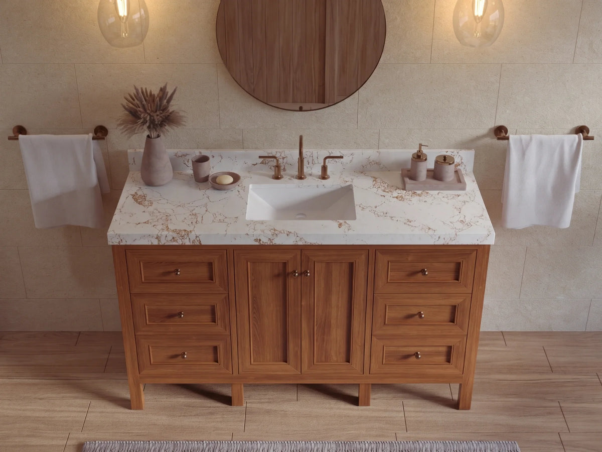 Nashville Teak Wood 60 in. W x 22 in. D Single Sink Bathroom Vanity