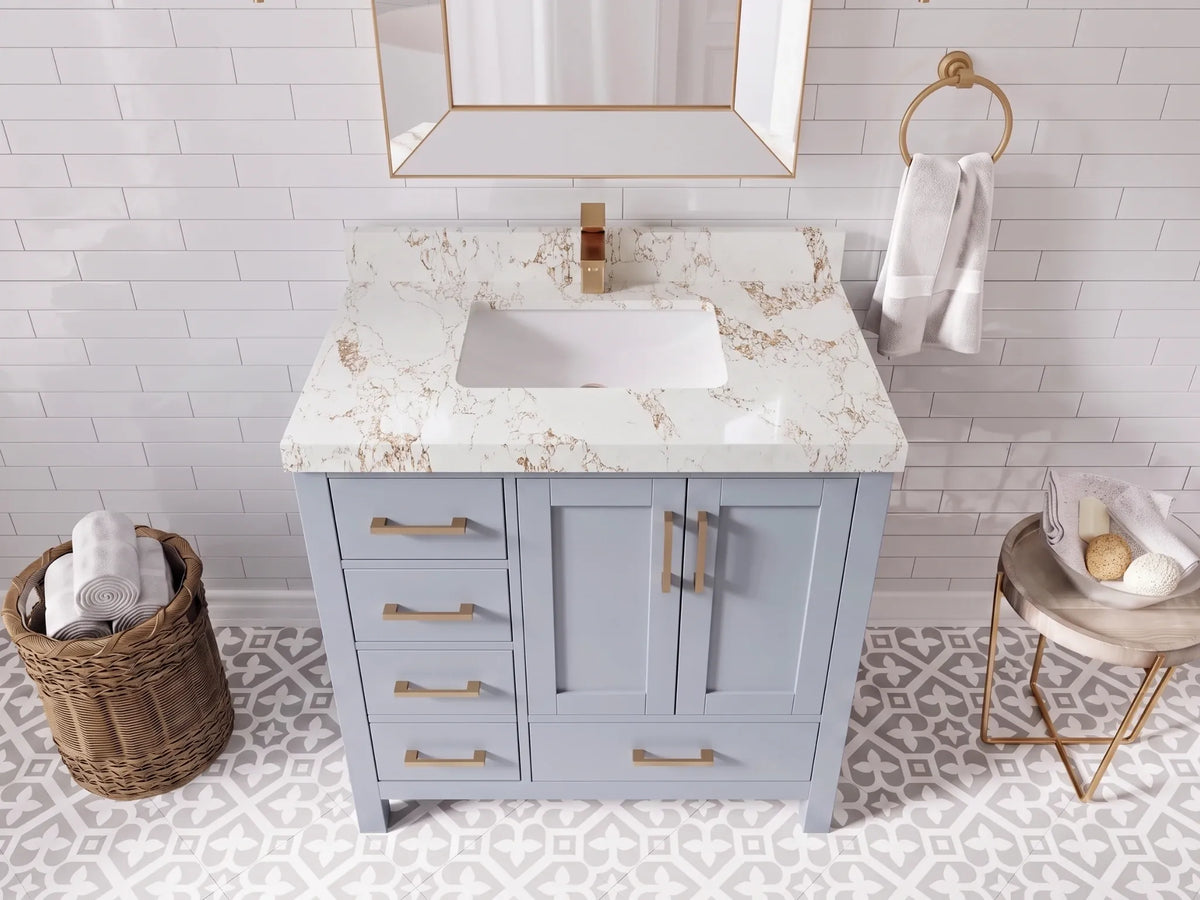 Malibu 36 in. W x 22 in. D with Center Sink Bathroom Vanity