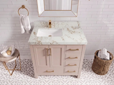 Malibu 36 in. W x 22 in. D Left Offset Sink Bathroom Vanity