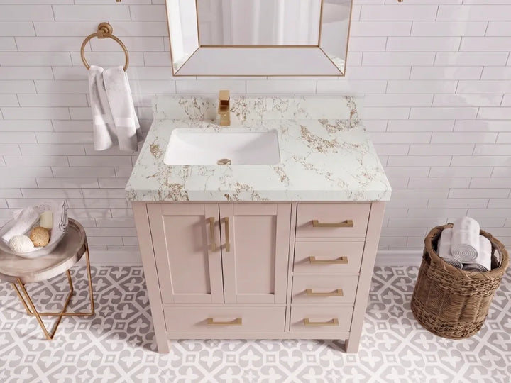 Malibu 36 in. W x 22 in. D Left Offset Sink Bathroom Vanity - photo 28