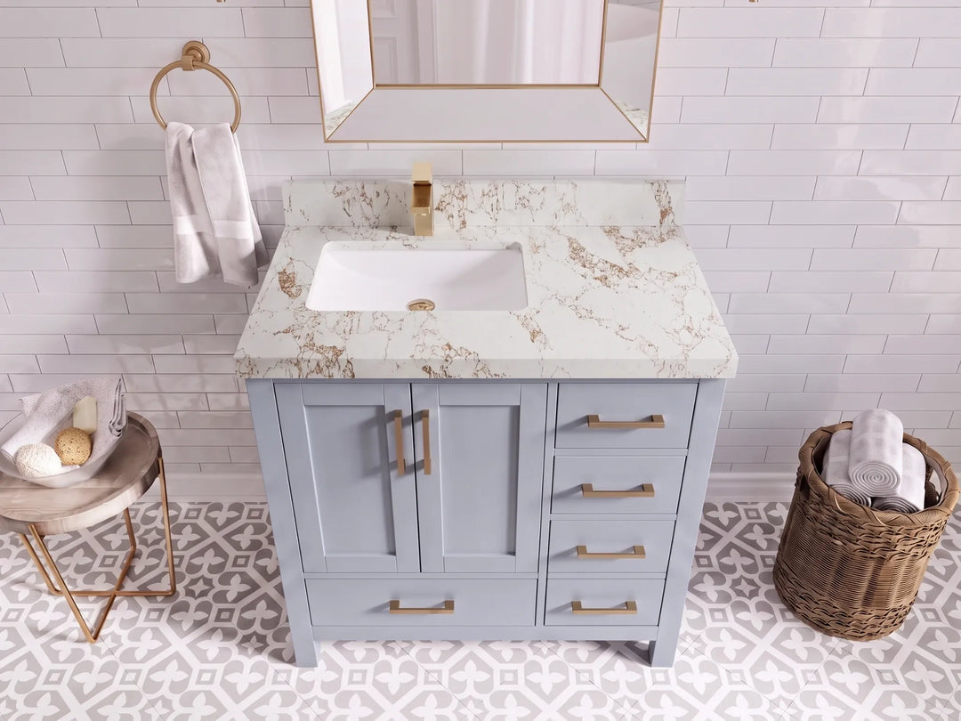 Malibu 36 in. W x 22 in. D Left Offset Sink Bathroom Vanity | 
              
                Blue Heather
                
                  
             - MLB_BLU_BLU_WHQZ_36L - photo №28