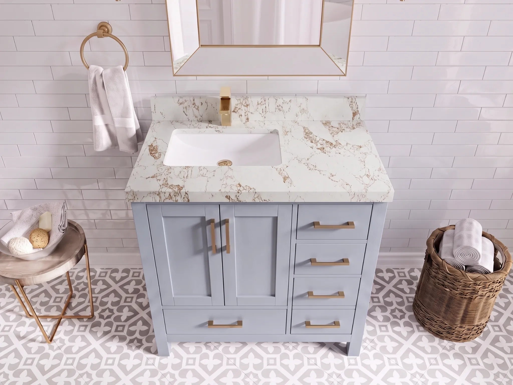 Malibu 36 in. W x 22 in. D Left Offset Sink Bathroom Vanity