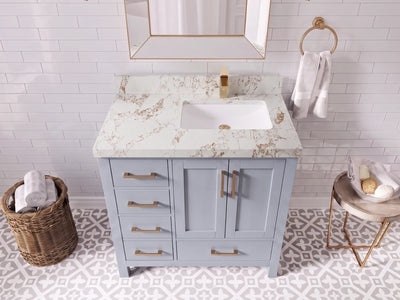 Malibu 36 in. W x 22 in. D Right Offset Sink Bathroom Vanity