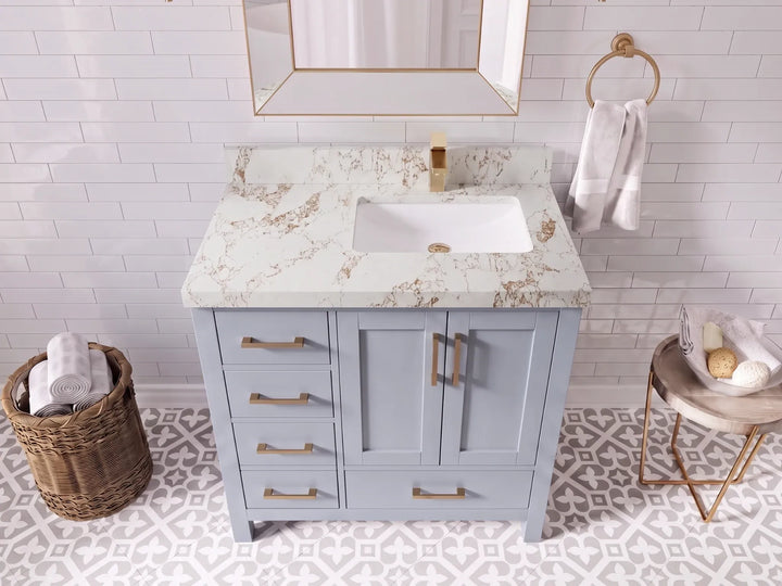 Malibu 36 in. W x 22 in. D Right Offset Sink Bathroom Vanity - photo 27