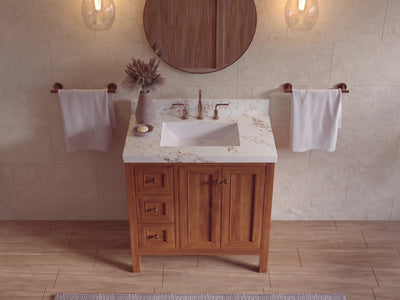 Nashville 36 in. W x 22 in. D Center Sink Teak Wood Bathroom Vanity