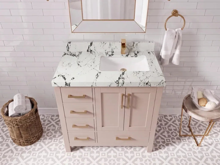 Malibu 36 in. W x 22 in. D Right Offset Sink Bathroom Vanity - photo 29