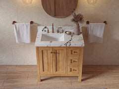 Nashville Teak Wood 36 in. W x 22 in. D Left Offset Sink Bathroom Vanity - photo 26