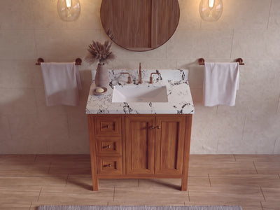 Nashville 36 in. W x 22 in. D Center Sink Teak Wood Bathroom Vanity