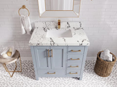 Malibu 36 in. W x 22 in. D Bathroom Vanity Center Sink - photo 30