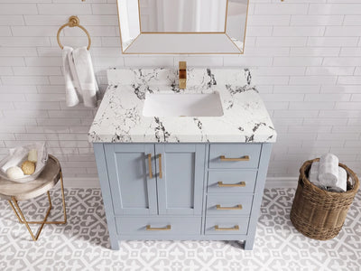 Malibu 36 in. W x 22 in. D Bathroom Vanity Center Sink