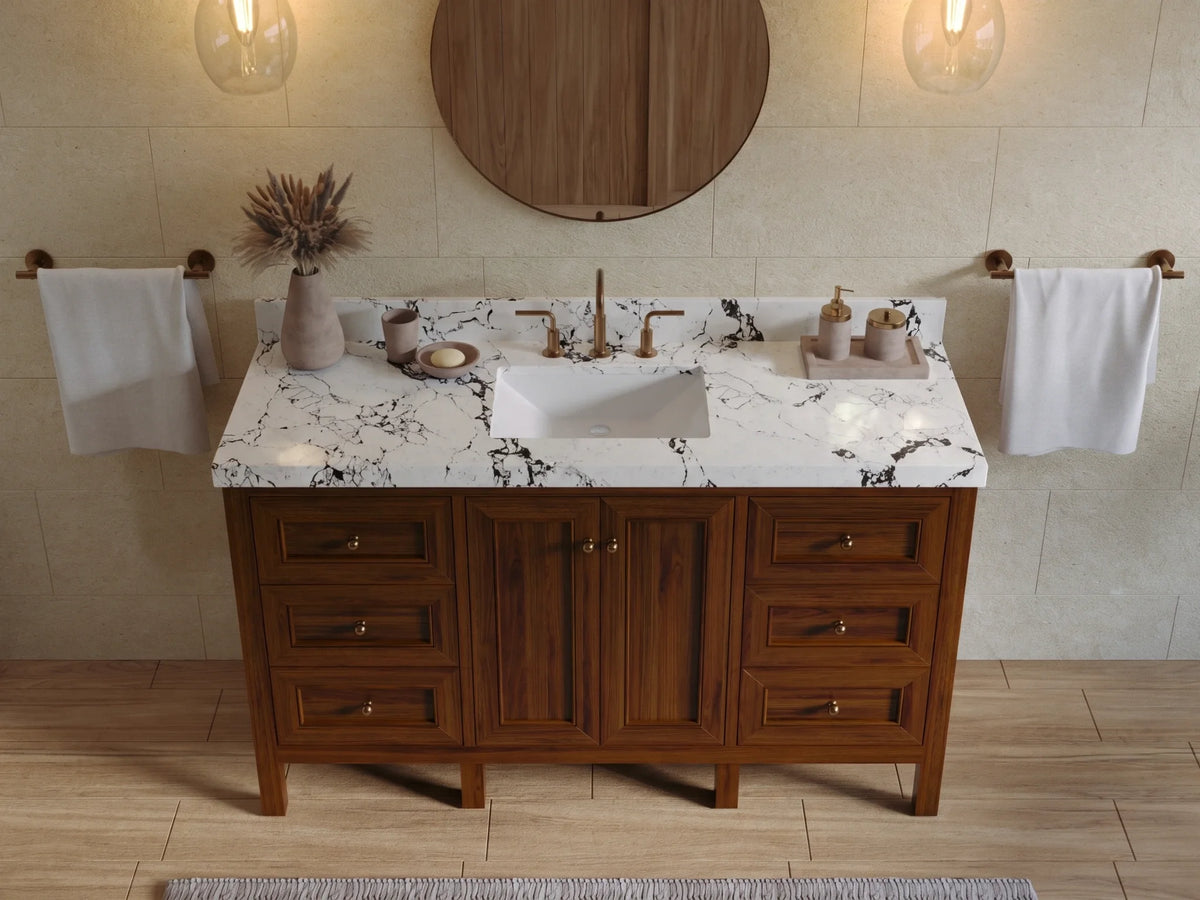 Nashville Teak Wood 60 in. W x 22 in. D Single Sink Bathroom Vanity