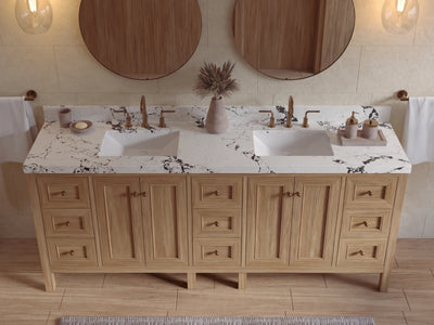 Nashville Teak Wood 84 in. W x 22 in. D Double Sink Bathroom Vanity