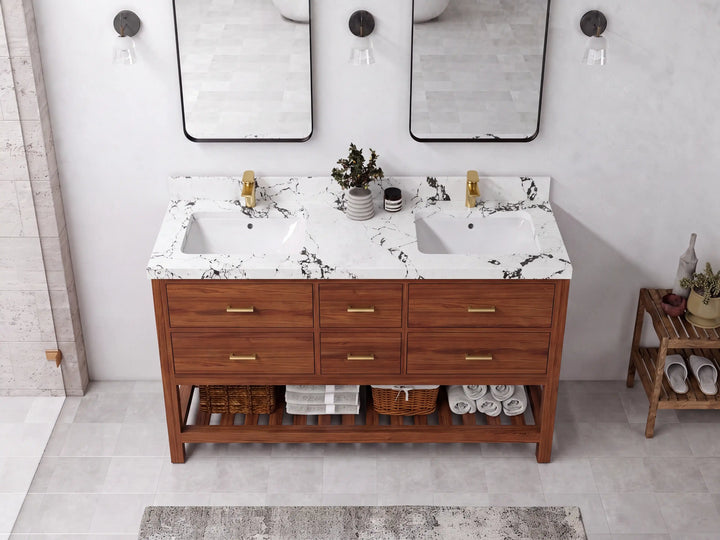 Parker Teak Wood 60 in. W x 22 in. D Double Sink Bathroom Vanity - photo 19