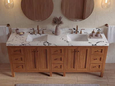 Nashville Teak Wood 84 in. W x 22 in. D Double Sink Bathroom Vanity