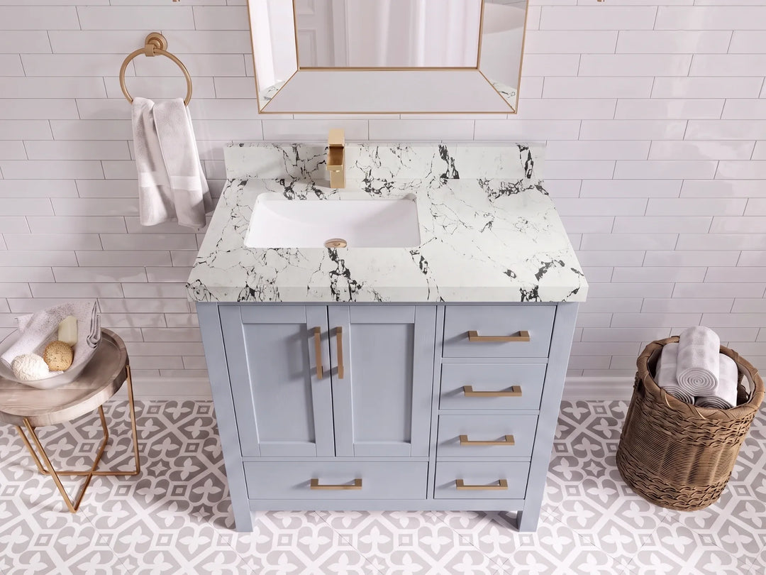 Malibu 36 in. W x 22 in. D Left Offset Sink Bathroom Vanity | 
              
                Blue Heather
                
                  
             - MLB_BLU_BLU_WHQZ_36L - photo №29