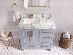 Malibu 36 in. W x 22 in. D Left Offset Sink Bathroom Vanity - photo 29