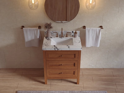 Nashville Teak Wood 30 in. W x 22 in. D Single Sink Bathroom Vanity