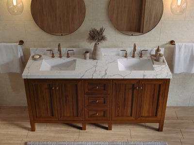 Nashville Teak Wood 72 in. W x 22 in. D Double Sink Bathroom Vanity