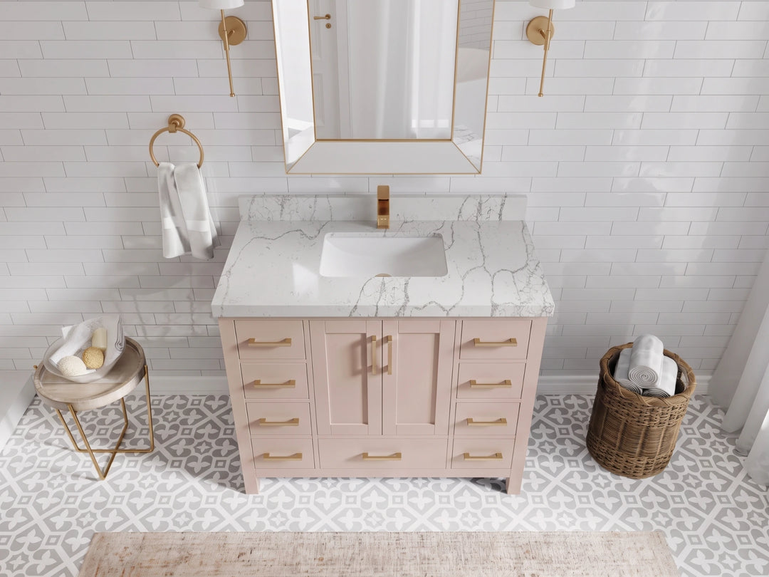 Malibu 42 in. W x 22 in. D Single Sink Bathroom Vanity | 
              
                Pink
                
                  
             - MLB_PNK_WHQZ_42 - photo №30