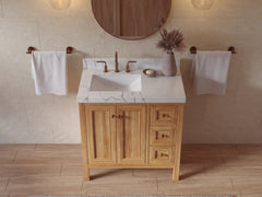Nashville Teak Wood 36 in. W x 22 in. D Left Offset Sink Bathroom Vanity - photo 27