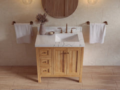 Nashville Teak Wood 36 in. W x 22 in. D Right Offset Sink Bathroom Vanity - photo 27