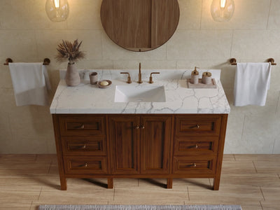 Nashville Teak Wood 60 in. W x 22 in. D Single Sink Bathroom Vanity