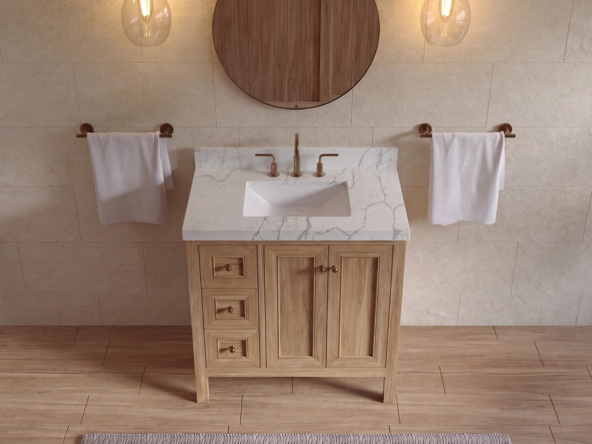 Nashville 36 in. W x 22 in. D Center Sink Teak Wood Bathroom Vanity