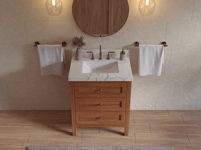Nashville Teak Wood 30 in. W x 22 in. D Single Sink Bathroom Vanity