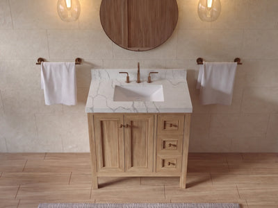 Nashville Teak Wood 36 in. W x 22 in. D Center Sink Bathroom Vanity