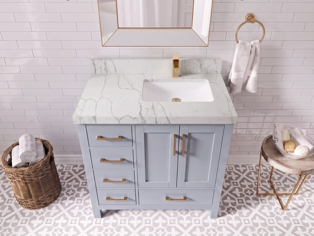 Malibu 36 in. W x 22 in. D Right Offset Sink Bathroom Vanity | 
              
                Blue Heather
                
                  
             - MLB_BLU_WHQZ_36R - photo №29