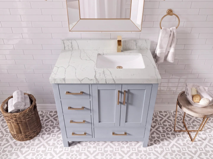 Malibu 36 in. W x 22 in. D Right Offset Sink Bathroom Vanity - photo 29