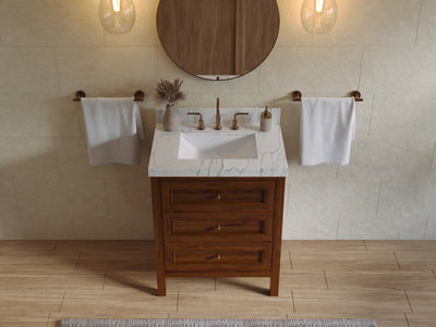Nashville Teak Wood 30 in. W x 22 in. D Single Sink Bathroom Vanity