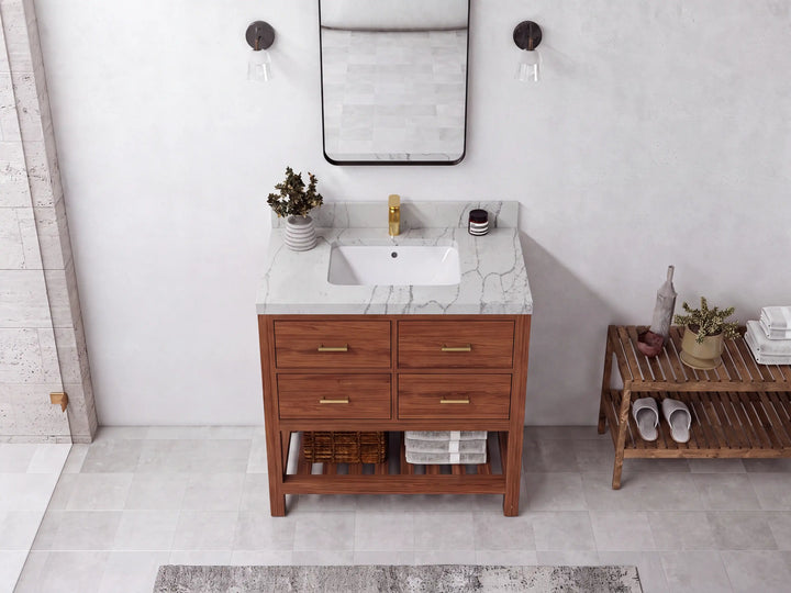 Parker Teak Wood 36 in. W x 22 in. D Center Sink Bathroom Vanity - photo 19