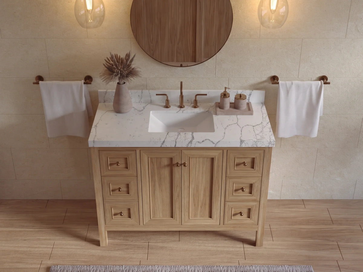 Nashville Teak Wood 48 in. W x 22 in. D Single Sink Bathroom Vanity