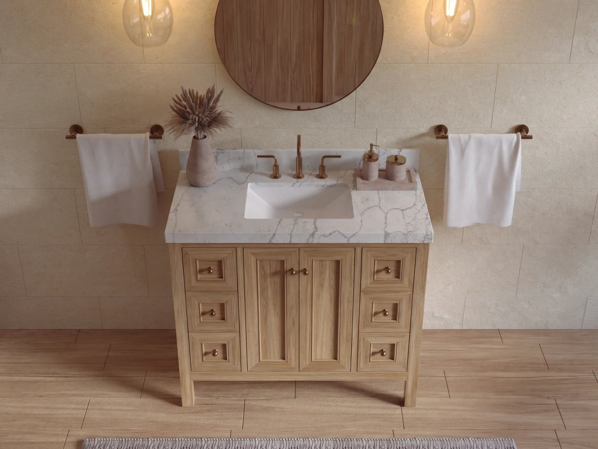 Nashville Teak Wood 42 in. W x 22 in. D Single Sink Bathroom Vanity