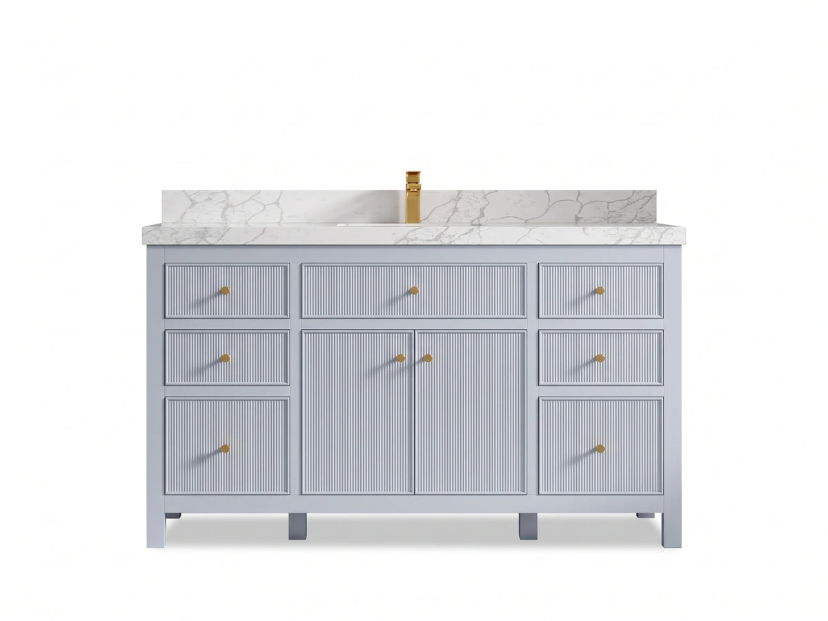 Sonoma 60 in W x 22 in D Free Standing Reeded Single Sink Bathroom Vanity