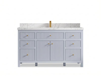 Sonoma 60 in W x 22 in D Free Standing Reeded Single Sink Bathroom Vanity