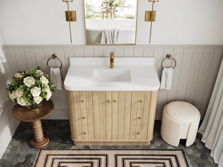 Houston White Oak 42 in. W x 22 in. D Free Standing Curved Edge Single Sink Bathroom Vanity - photo 21