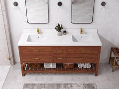 Parker Teak Wood 72 in. W x 22 in. D Double Sink Bathroom Vanity - photo 5
