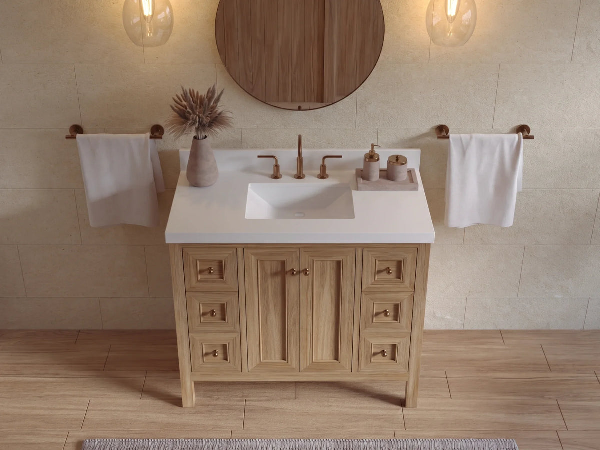 Nashville Teak Wood 42 in. W x 22 in. D Single Sink Bathroom Vanity