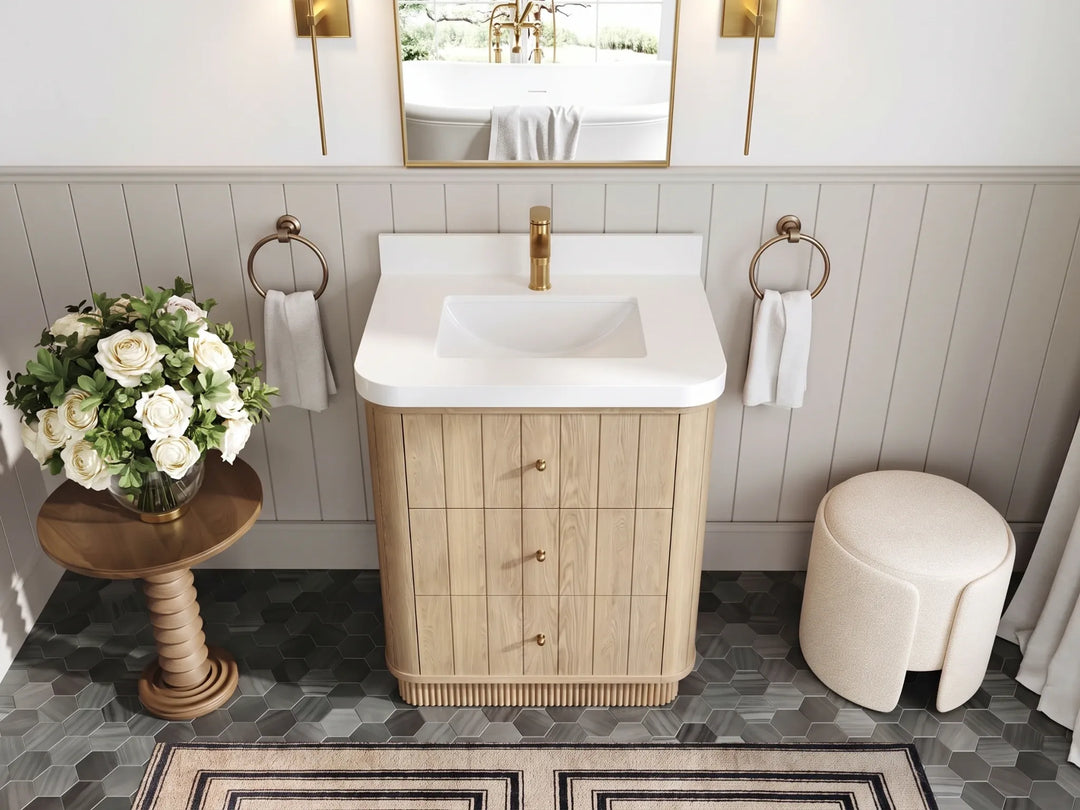 Houston White Oak 30 in. W x 22 in. D Free Standing Curved Edge Single Sink Bathroom Vanity | 
              
                Nordic White Oak
                
                  
             - HOU_WHOK_NORW_CARM_30 - photo №23