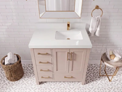Malibu 36 in. W x 22 in. D Right Offset Sink Bathroom Vanity